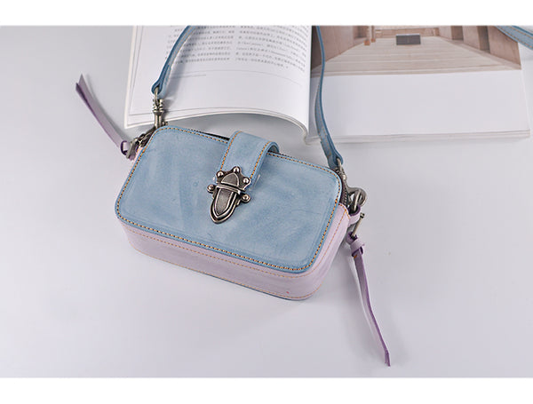 Chic Ladies Small Wax Leather Shoulder Satchel Bags Crossbody Purse for Women Durable