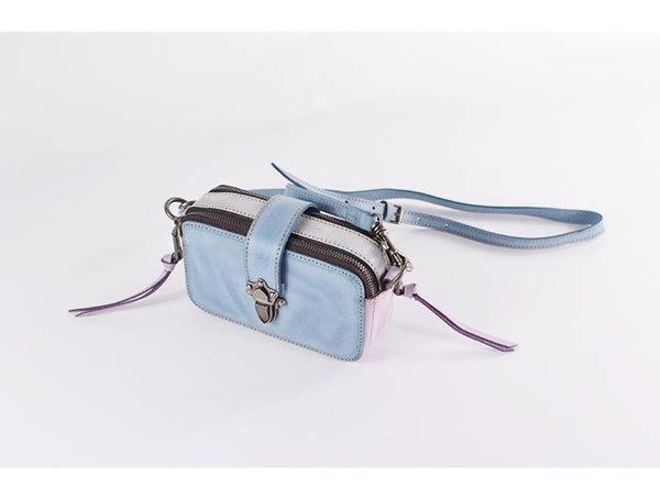Chic Ladies Small Wax Leather Shoulder Satchel Bags Crossbody Purse for Women Fashion