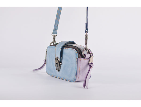 Chic Ladies Small Wax Leather Shoulder Satchel Bags Crossbody Purse for Women Funky