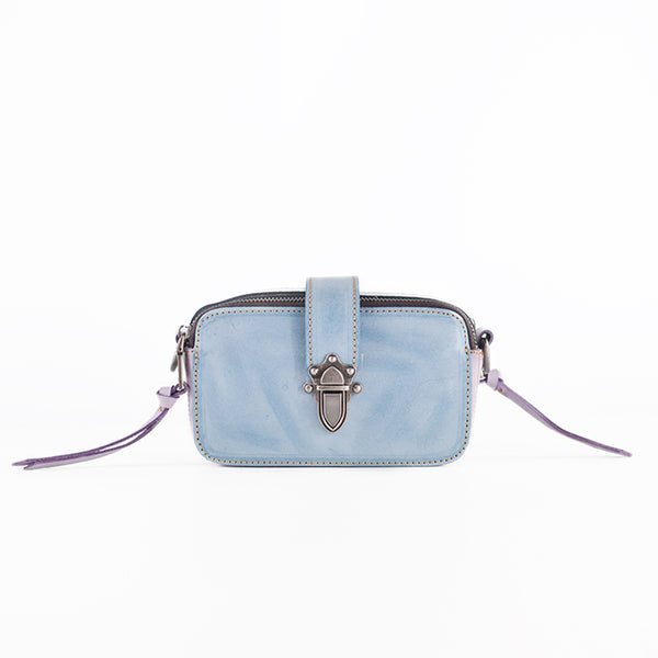 Chic Ladies Small Wax Leather Shoulder Satchel Bags Crossbody Purse for Women Genuine Leather