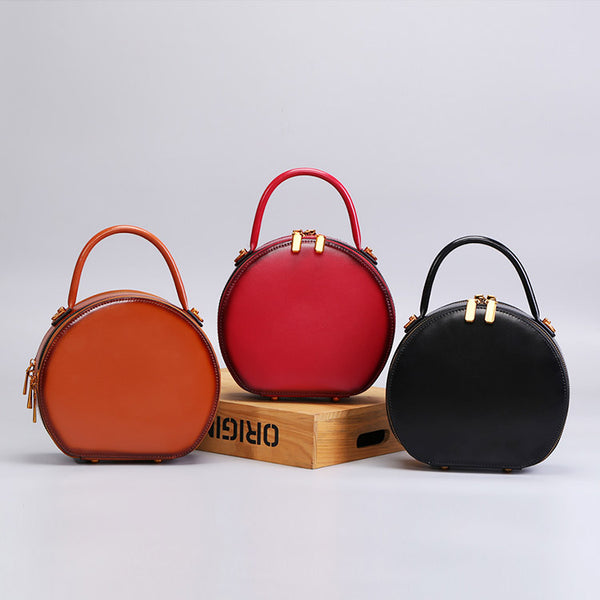 Chic Women Leather Circle Bag Crossbody Bags Handbags Purses for Women black