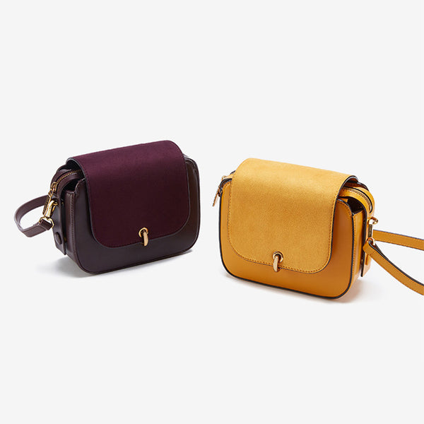 Chic Women Orange Leather Crossbody Bags Shoulder Bag for Women