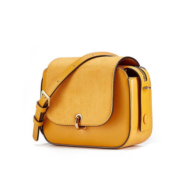 Chic Women Orange Leather Crossbody Bags