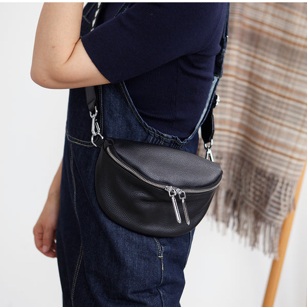Chic Women's Crossbody Chest Bag Leather Sling Pack For Women Casual