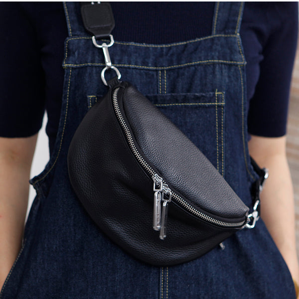 Chic Women's Crossbody Chest Bag Leather Sling Pack For Women Cute