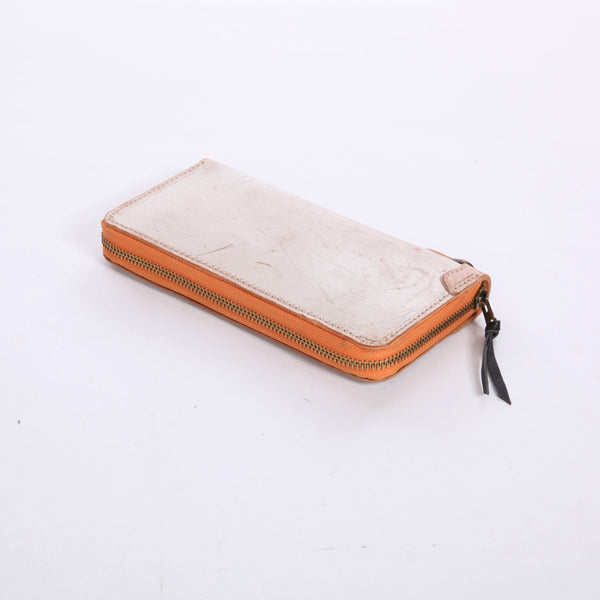 Chic Women's Waxed Leather Billfold Zip Around Wallet For Women Casual