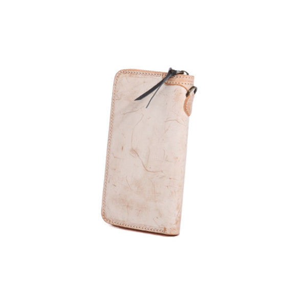 Chic Women's Waxed Leather Billfold Zip Around Wallet For Women Durable