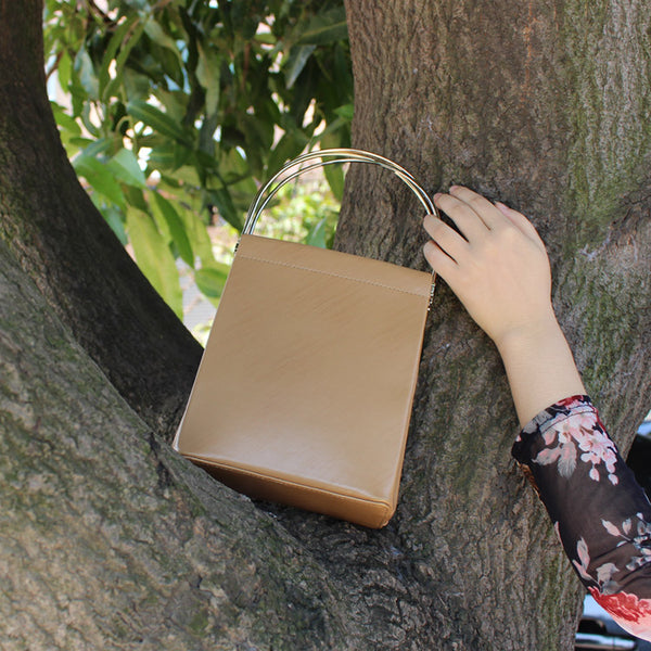 Chic Womens Beige Leather Tote Bag Leather Handbags for Women Designer