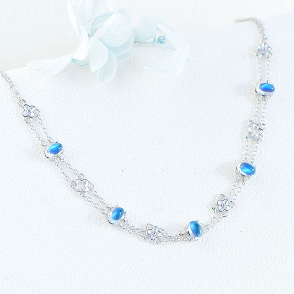 Chic Womens Blue Moonstone Bracelet June Birthstone Jewelry For Women