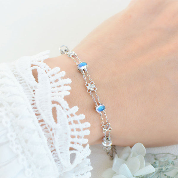 Chic Womens Blue Moonstone Bracelet June Birthstone Jewelry For Women Beautiful