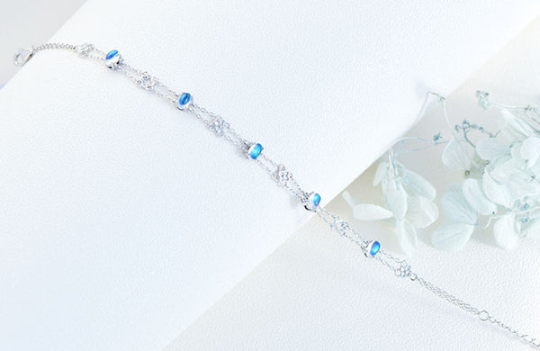 Chic Womens Blue Moonstone Bracelet June Birthstone Jewelry For Women Best