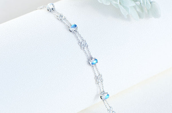 Chic Womens Blue Moonstone Bracelet June Birthstone Jewelry For Women Chic