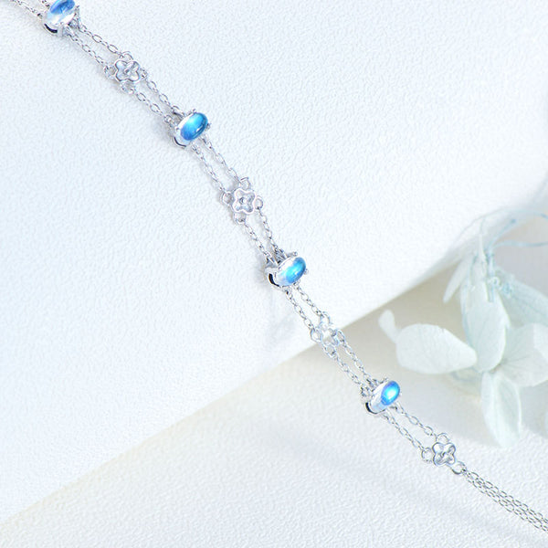 Chic Womens Blue Moonstone Bracelet June Birthstone Jewelry For Women Fashion