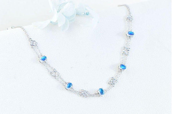 Chic Womens Blue Moonstone Bracelet June Birthstone Jewelry For Women Nice