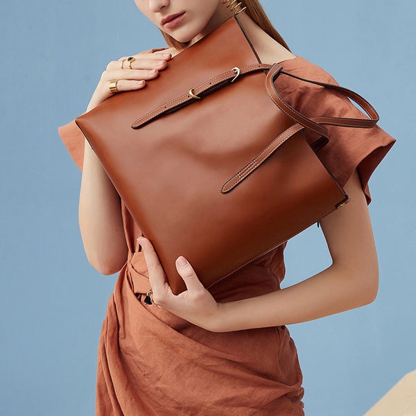Chic Womens Brown Leather Tote Bag Leather Handbags for Women Details