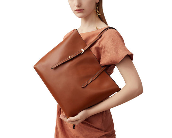 Chic Womens Brown Leather Tote Bag Leather Handbags for Women chic