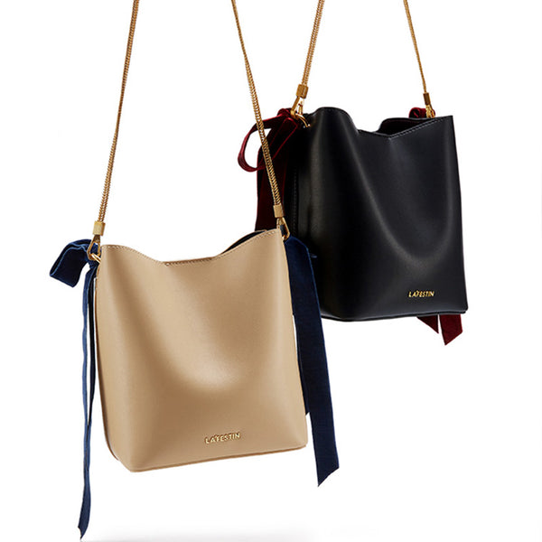 Chic Womens Bucket Bag Leather Handbags Crossbody Bags for Women designer