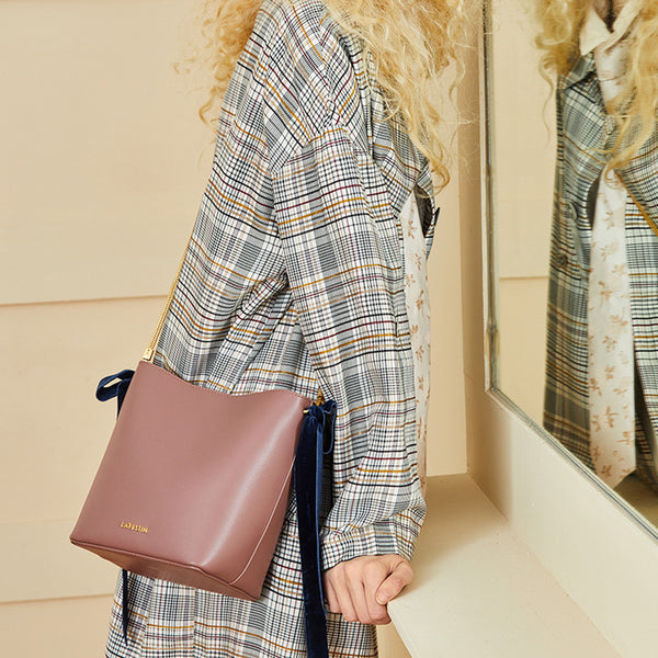 Chic Womens Bucket Bag Leather Handbags Crossbody Bags for Women work bag