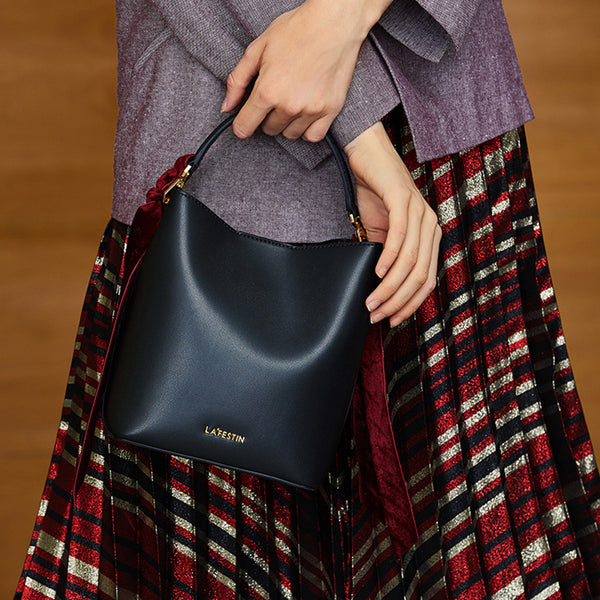 Chic Womens Bucket Bag Leather Handbags Crossbody Bags for Women work bag 2