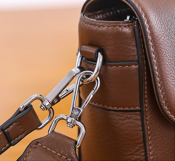 Chic Womens Leather Satchel Bag Crossbody Bags Purse for Women Brown