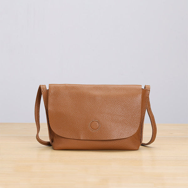 Chic Womens Leather Satchel Bag Small Crossbody Bags Purses for Women Brown