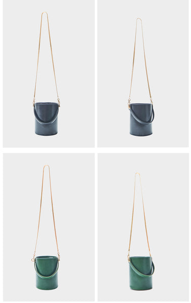 Chic Womens Red Leather Crossbody Bucket Bag Handbags Purse for Women Minimalist