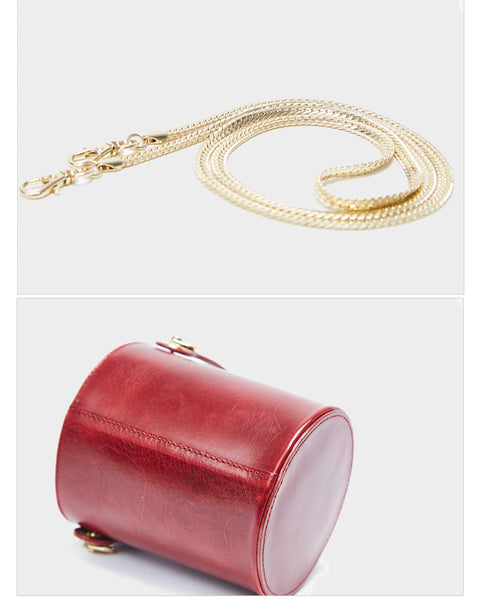 Chic Womens Red Leather Crossbody Bucket Bag Handbags Purse for Women Unique