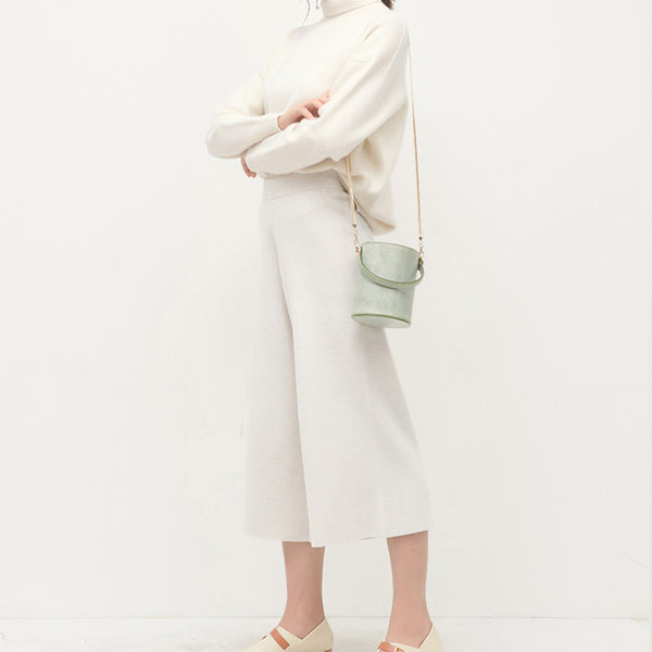 Chic Womens Wax Leather Crossbody Bucket Bag Handbags Purse for Women Handmade