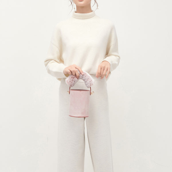 Chic Womens Wax Leather Crossbody Bucket Bag Handbags Purse for Women Minimalist