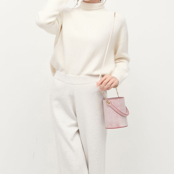 Chic Womens Wax Leather Crossbody Bucket Bag Handbags Purse for Women Unique