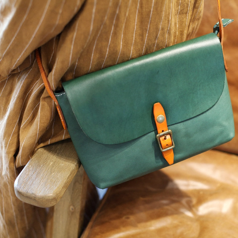 Classic Womens Green Leather Satchel Bag Crossbody Bags Shoulder Bag Unique