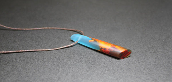 Cool Colored Epoxy Resin Wood Pendant Necklace Handmade Jewelry for Women and Men