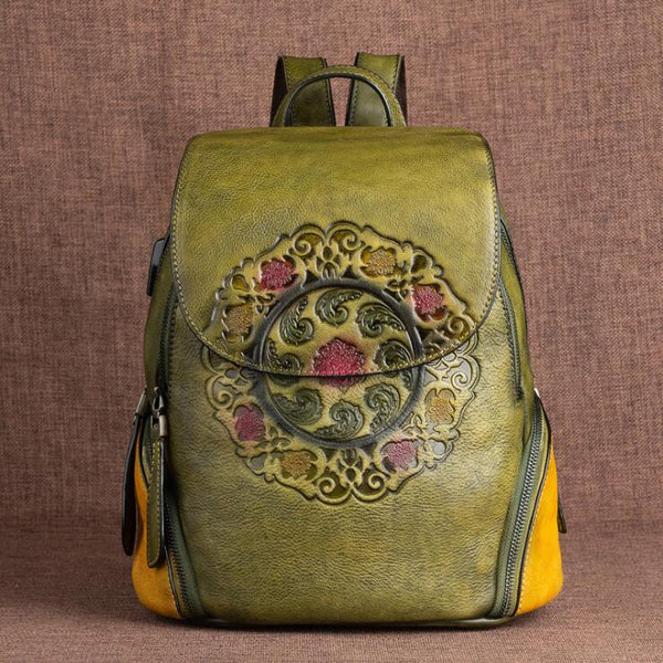 Cool Ladies Embossed leather Backpack Purse With Built In Universal USB Port For Women Beautiful
