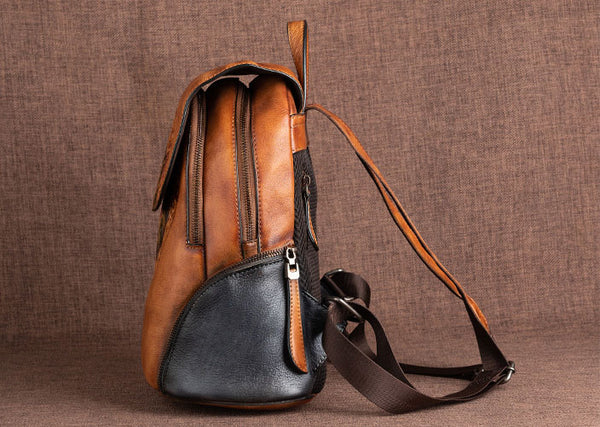Cool Ladies Embossed leather Backpack Purse With Built In Universal USB Port For Women Details