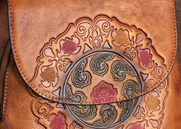 Cool Ladies Embossed leather Backpack Purse With Built In Universal USB Port For Women Funky