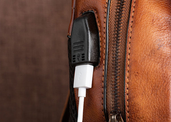 Cool Ladies Embossed leather Backpack Purse With Built In Universal USB Port For Women Unique