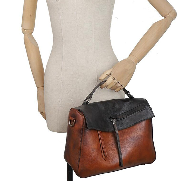 Handmade Ladies Green Leather Handbags Side Bags For Women