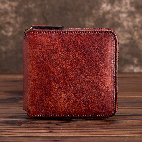 Cool Leather Womens Short Zip Wallet Small Wallets for Women fashion