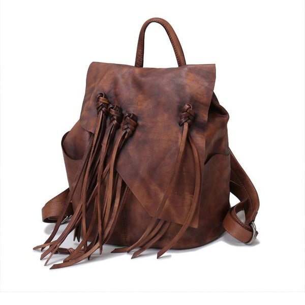 Cool Tassel Women Leather Backpack Purse Designer Backpacks for Women