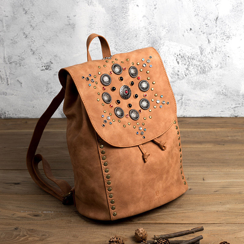 Cool Vegan Leather Flap Bbackpack Purse Rucksack Bag For Women Affordable