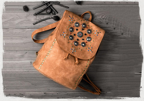 Cool Vegan Leather Flap Bbackpack Purse Rucksack Bag For Women Chic