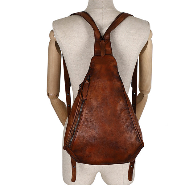 Cool Women's Leather Crossbody Chest Bag Small Sling Backpack Purse For Women Fashion