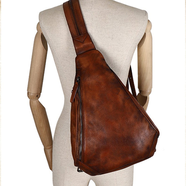 Cool Women's Leather Crossbody Chest Bag Small Sling Backpack Purse For Women Funky