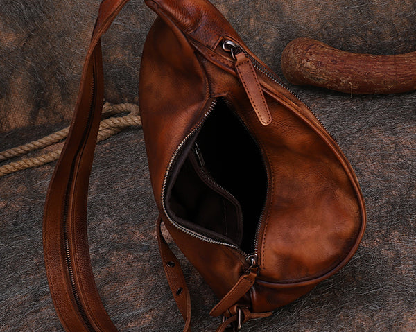 Cool Women's Leather Crossbody Chest Bag Small Sling Backpack Purse For Women Inside