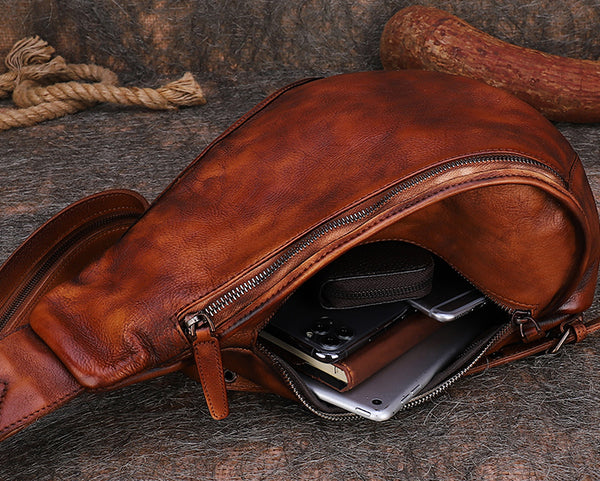 Cool Women's Leather Crossbody Chest Bag Small Sling Backpack Purse For Women Nice