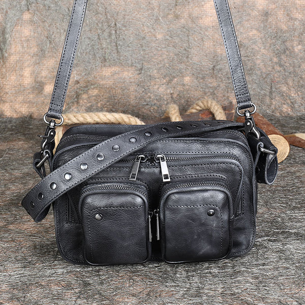 Cool Women's Leather Crossbody Sling Bags Purse Shoulder Bag for Women Black