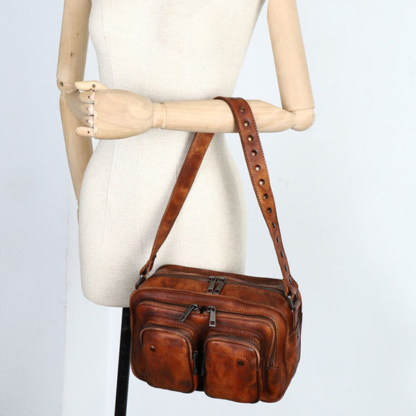 Cool Women's Leather Crossbody Sling Bags Purse Shoulder Bag for Women Brown