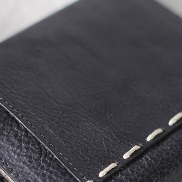 Cool Womens Black Leather Small Wallet Purse Handmade Clutch for Women Designer