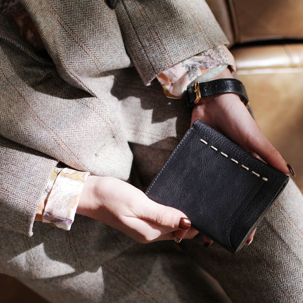 Cool Womens Black Leather Small Wallet Purse Handmade Clutch for Women best