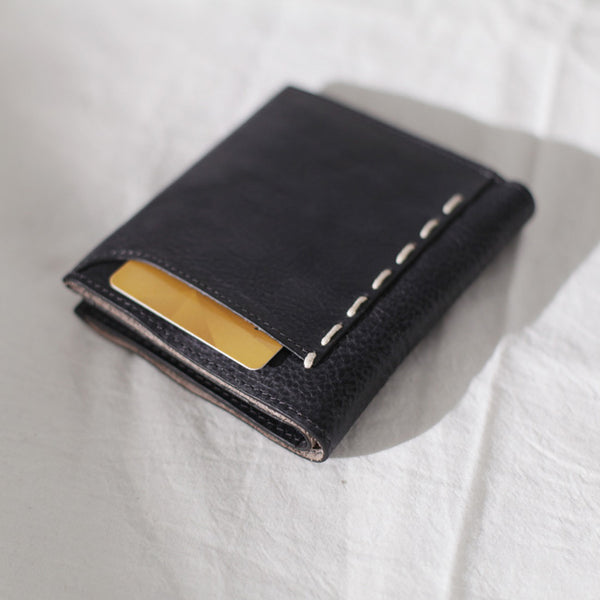 Cool Womens Black Leather Small Wallet Purse Handmade Clutch for Women chic